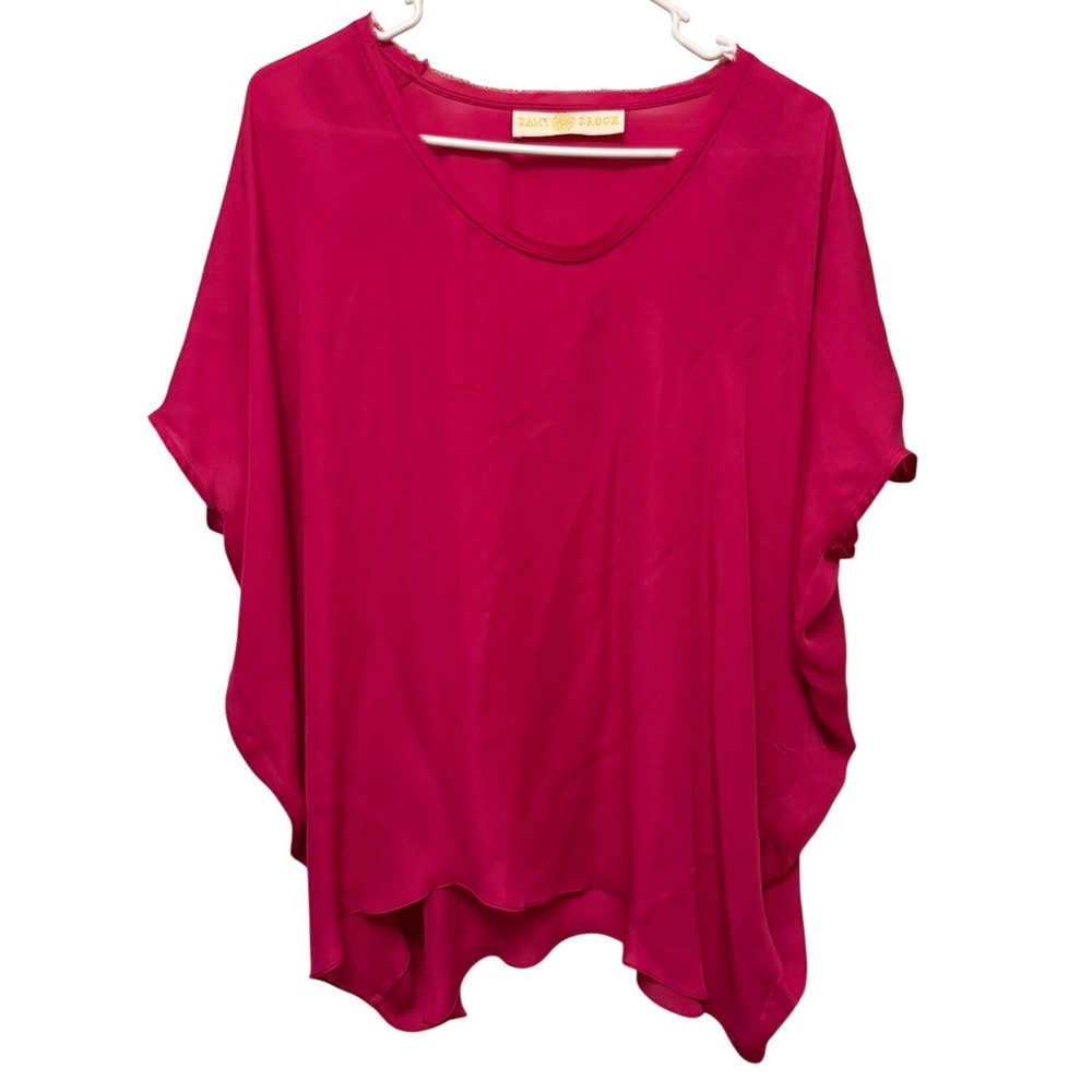 Ramy‎ Brook Women's 100% Silk Pink Satin Draped Loose Fit Blouse O/S
